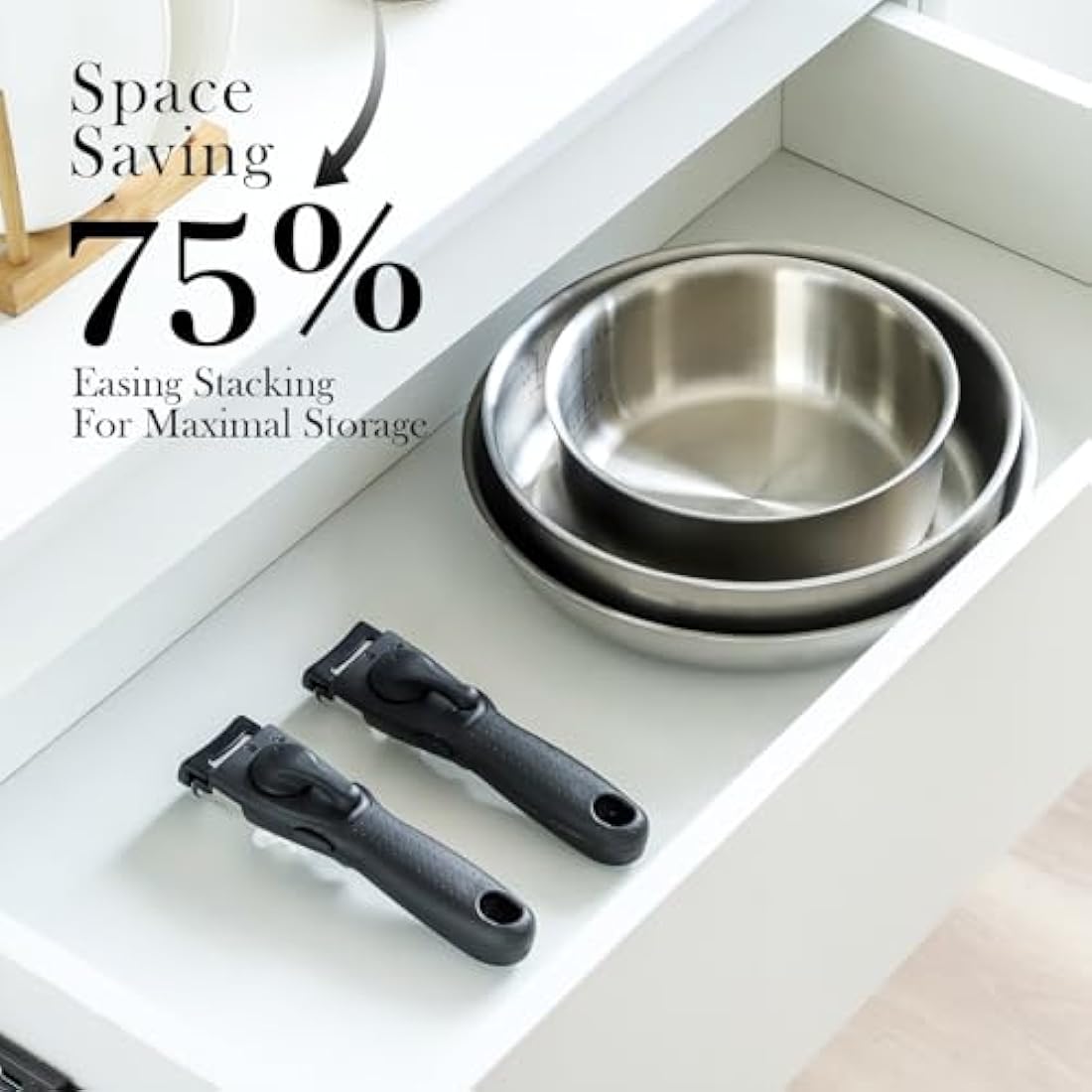 ROYDX 18/10 Stainless Steel Pots and Pans Set with Steamer and Removable Handle, 10 Piece Stackable Induction hob pan Set, Frying Pans with Saucepan for All Stoves Oven Proof, for Single and Student