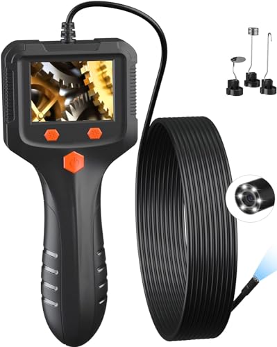 Daxiongmao Borescope, Endoscope Inspection Camera with Lights,Handheld IP67 Waterproof Sewer Endoscope Camera - IPS HD Screen Borescope Portable Snake Camera with 11.5FT Semi-Rigid Cord(2.4")