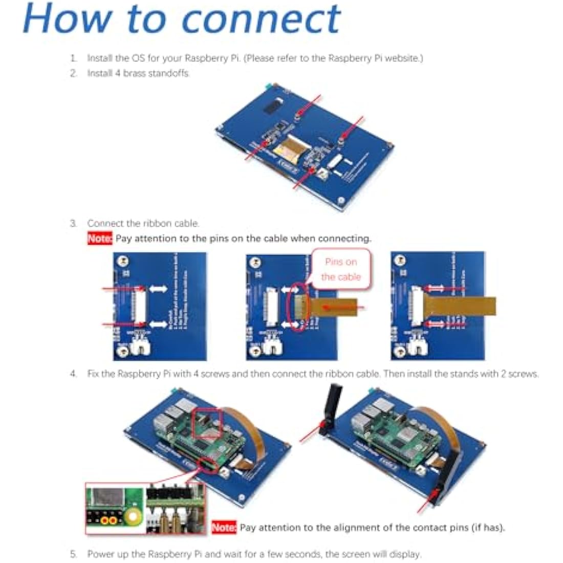 FREENOVE 5 Inch Touchscreen Monitor for Raspberry Pi 5 4 B 3 B+ A+, 800x480 Pixel IPS Display, 5-Point Touch Capacitive Screen, Driver-Free MIPI DSI Port