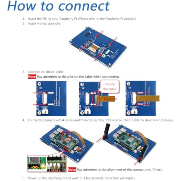 FREENOVE 5 Inch Touchscreen Monitor for Raspberry Pi 5 4 B 3 B+ A+, 800x480 Pixel IPS Display, 5-Point Touch Capacitive Screen, Driver-Free MIPI DSI Port