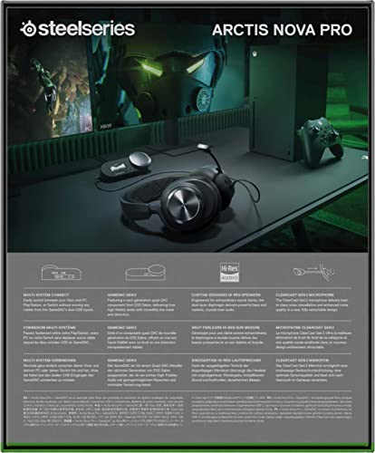 SteelSeries Arctis Nova Pro for Xbox - Multi-System Gaming Headset (Xbox, PC, Switch & More) - Premium Hi-Fi Drivers - Hi-Res Certified GameDAC Gen2 - 360° Spatial Audio - Retractable Mic