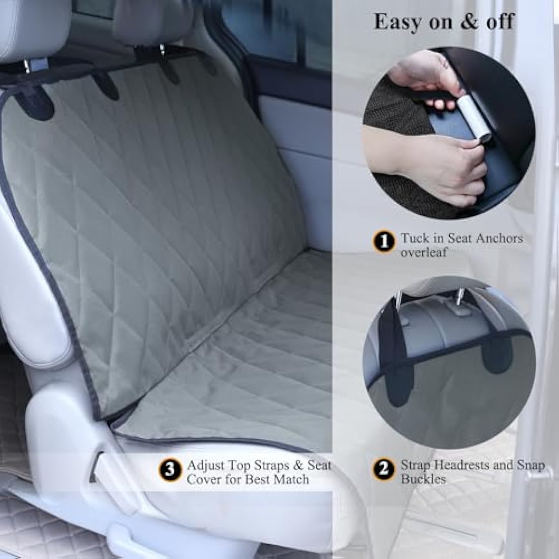 VIVAGLORY Dog Seat Covers, Pet Bench Protectors Dog Backseat Cover, Back Seats Cover Rear Seat Covers Car Seat Cover for Dogs with Anti-Slip Backing, Grey, S