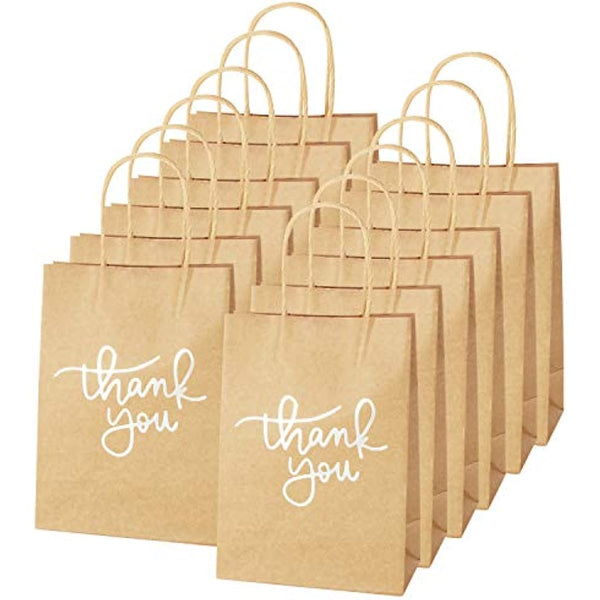 24 Pack Paper Party Bags,Kraft Paper Party Bags with Handles for Birthday,Business,Boutique,Wedding and Party Celebrations(Silver)