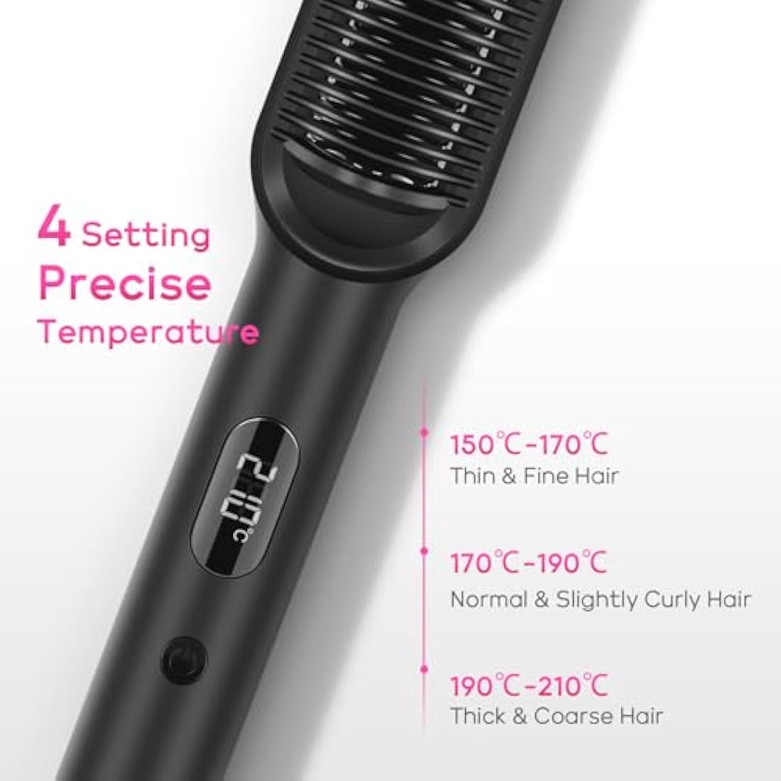 2 in1 Ionic Hair Straightener Brush, PARWIN PRO BEAUTY Hair Straightener Brush with 20s Fast Heating, Anti-Scald Design, 4 Heating Settings & LED Display, Keratin Ceramic Coating, Dual Voltage