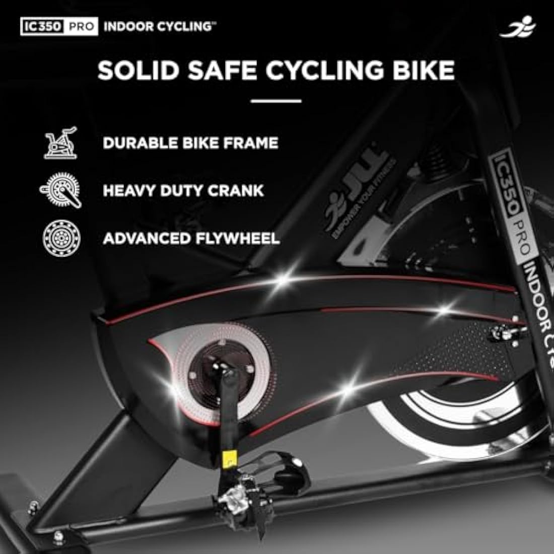 JLL IC350 PRO Indoor Bike, Direct Belt Driven Exercise Bike For Home, Cycling Machine With Advanced Flywheel, 12 Months Domestic Warranty