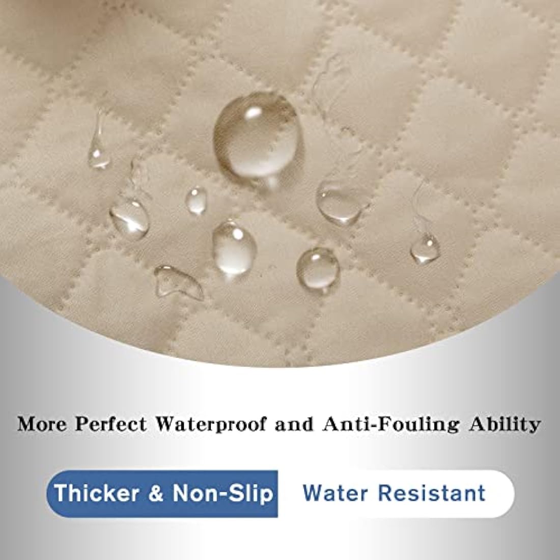 XINEAGE Quilted Sofa Covers 3 Seater, Water Resistant Couch Covers for 3 Seater, Non Slip Sofa Slipcoevrs for Dogs Pets, Reversible Sofa Protector with Elastic Strap Washable (Sofa, Beige)