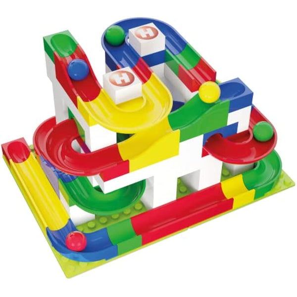 Hubelino 420480 Basic Building Box Marble Run, Compatible with Popular Building Block System, 123 pieces, for Ages 4 and Up, (Made in Germany)