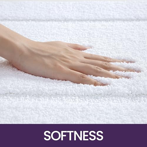 DEXI Bath Mat 60 x 110 cm, Absorbent Bathroom Mats with Non Slip Backing, Machine Washable Rug for Shower Floor, White