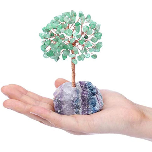 JSDDE Green Aventurine Crystal Tree Healing Crystals Gemstones Feng Shui Tree Natural Tumbled Stones Money Life Tree Figurines