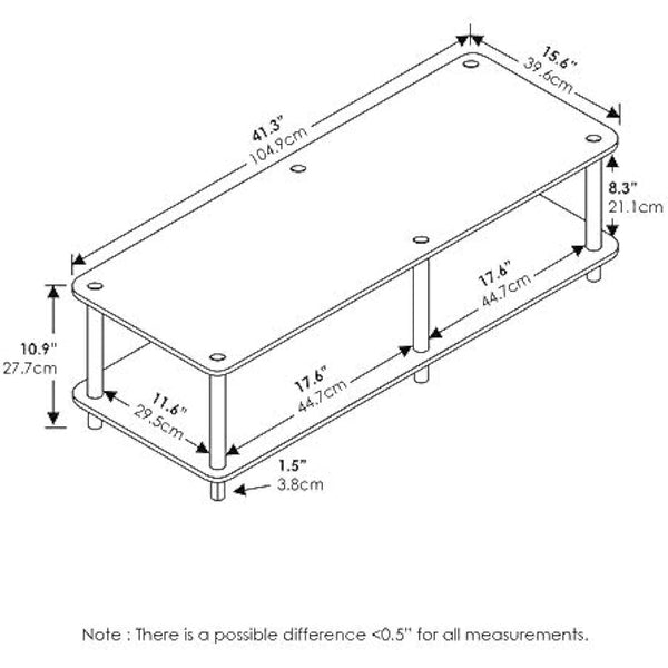 Furinno Toolless TV Stands, Wood, White/White, one size