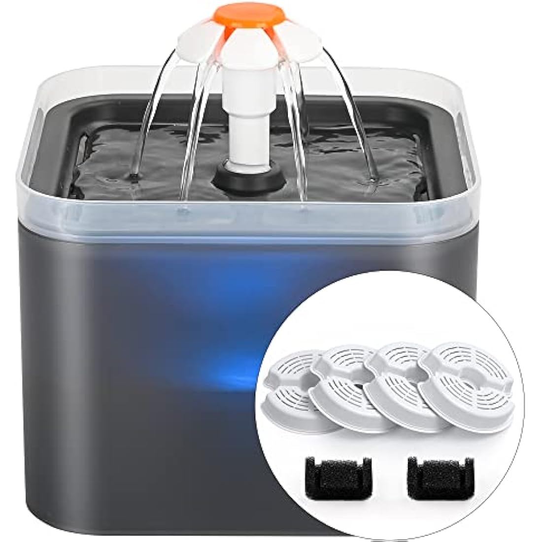 AONBOY Cat Water Fountain with 6 Filters（grey）