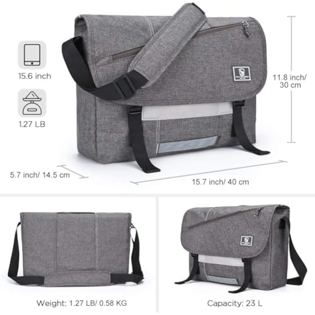 OIWAS Messenger Bags for Men Waterproof Satchel Shoulder Crossbody Man Bag Fits up to 15.6 Inch Laptop for School,Travel,Work