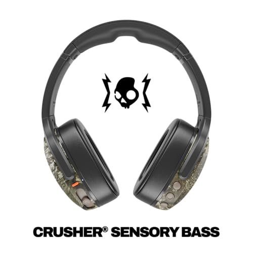 Skullcandy Crusher Evo Wireless Bluetooth Headphones with Multi-Sensory Bass and Charging Cable, Noise Isolating Over-Ear Fit, Up to 40 Hours Battery, Microphone for iPhone Android - Bone