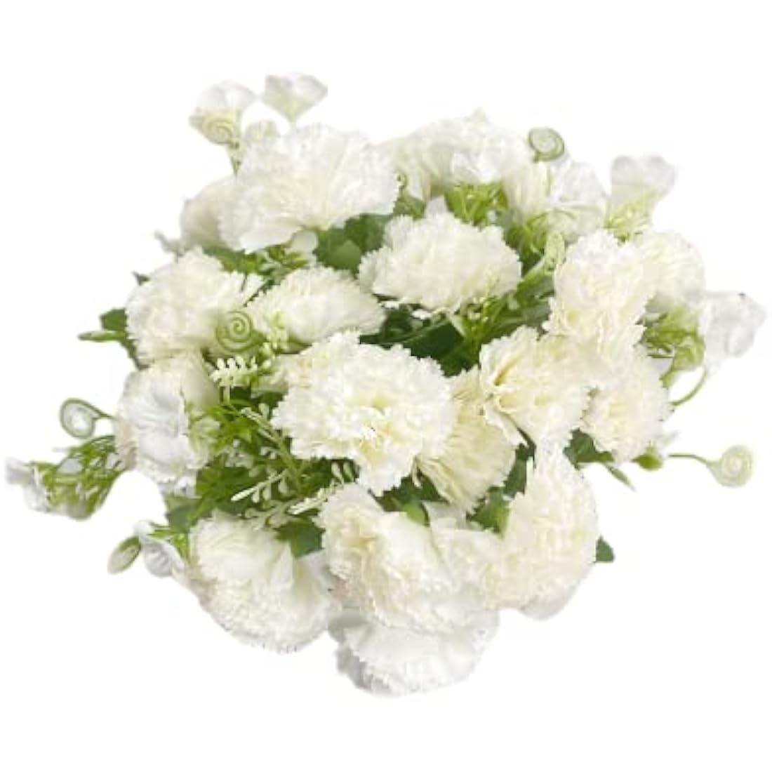 3 Bunches Artificial Silk Flower Carnations,12 Inch Bouquet and Green Leaf for Photo Props Home Party,Home Decoration Bridal Wedding Festival Decoration with 13 Per Bunch Flower (White)
