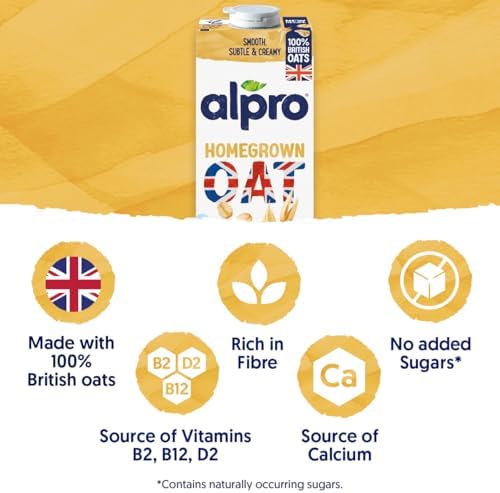 Alpro Oat Plant-Based Long Life Drink - 100% British Oats - Vegan Dairy Free & Lactose Free Milk Alternative - 1L (Pack of 8)