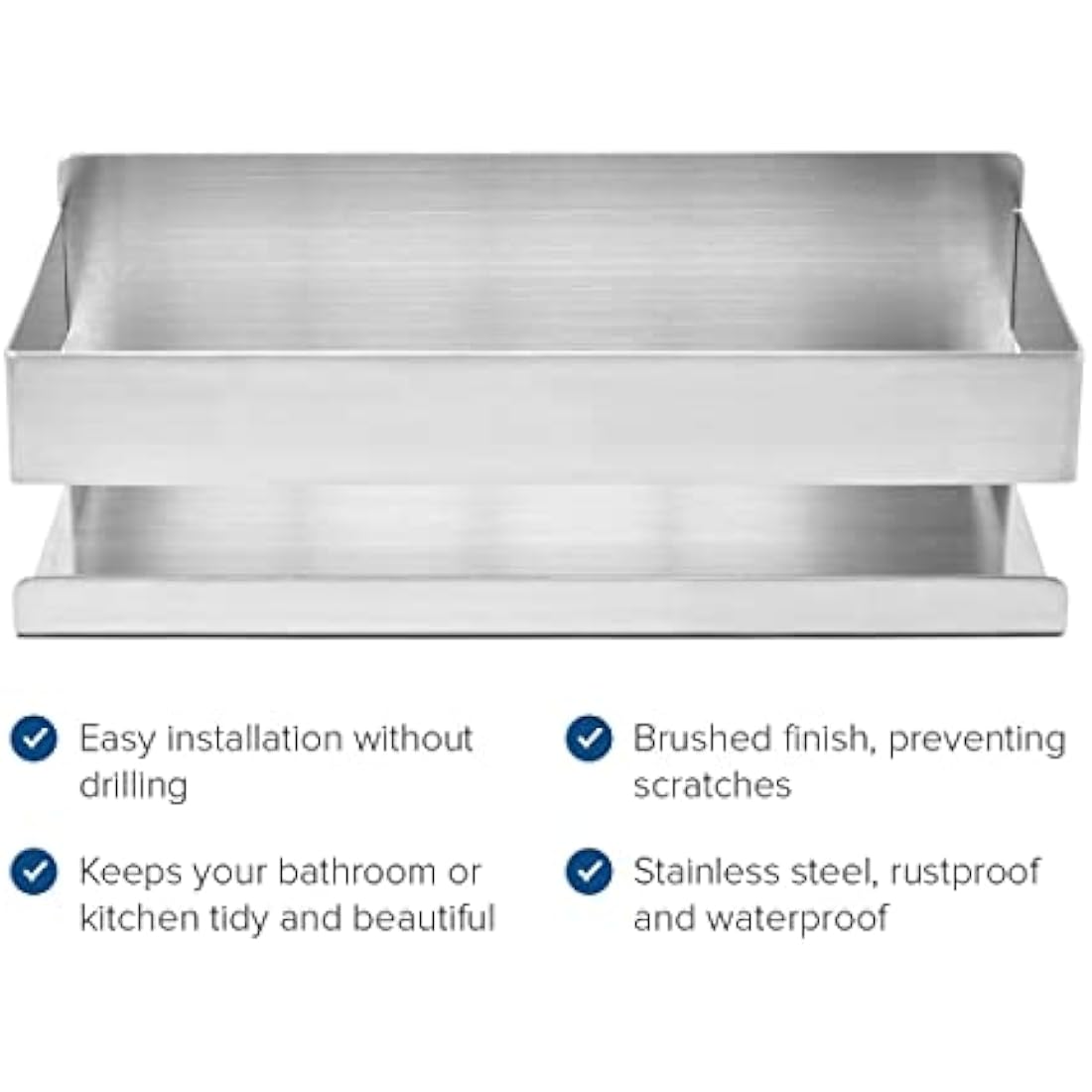 Joejis Shower Caddy No Drill - Strong 3M Self Adhesive No Drill Wall Mounted Shelf - Stainless Steel - Tidy Shampoo Gel Storage Basket - Shower Organiser (2 Pack Silver)