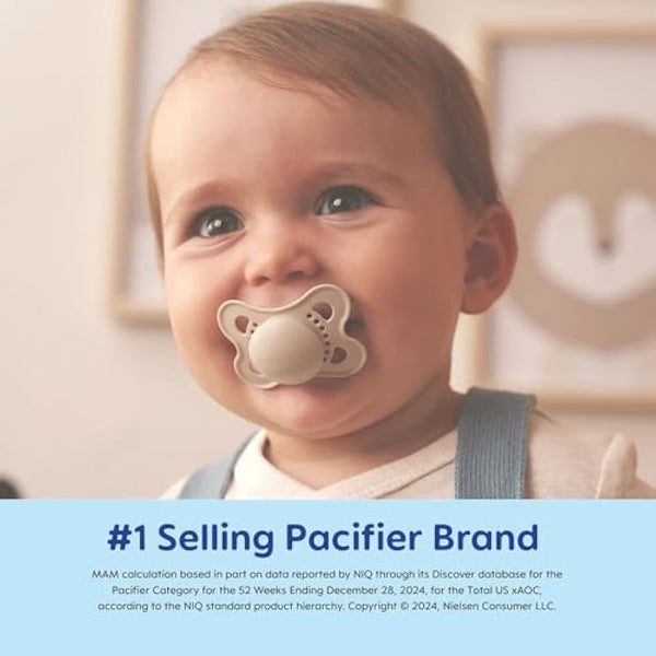 MAM Night Glow in the Dark Silicone Pacifier, Pink,0-6 Months, 2-Count