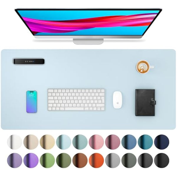 Aothia Desk Pad,PU Leather Desk Mat,Mouse Pad,Anti-Slip Desk Protector,Waterproof Desk Pad for Office and Home(60cmx35cm,Baby Blue)