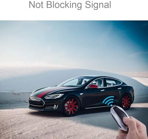 Premium Tesla Key Fob Cover for Model S & Model 3/Model X - Aircraft Aluminum Flip Key Protection Case with Leather Keychain - Keyfob Holder Compatible with Tesla