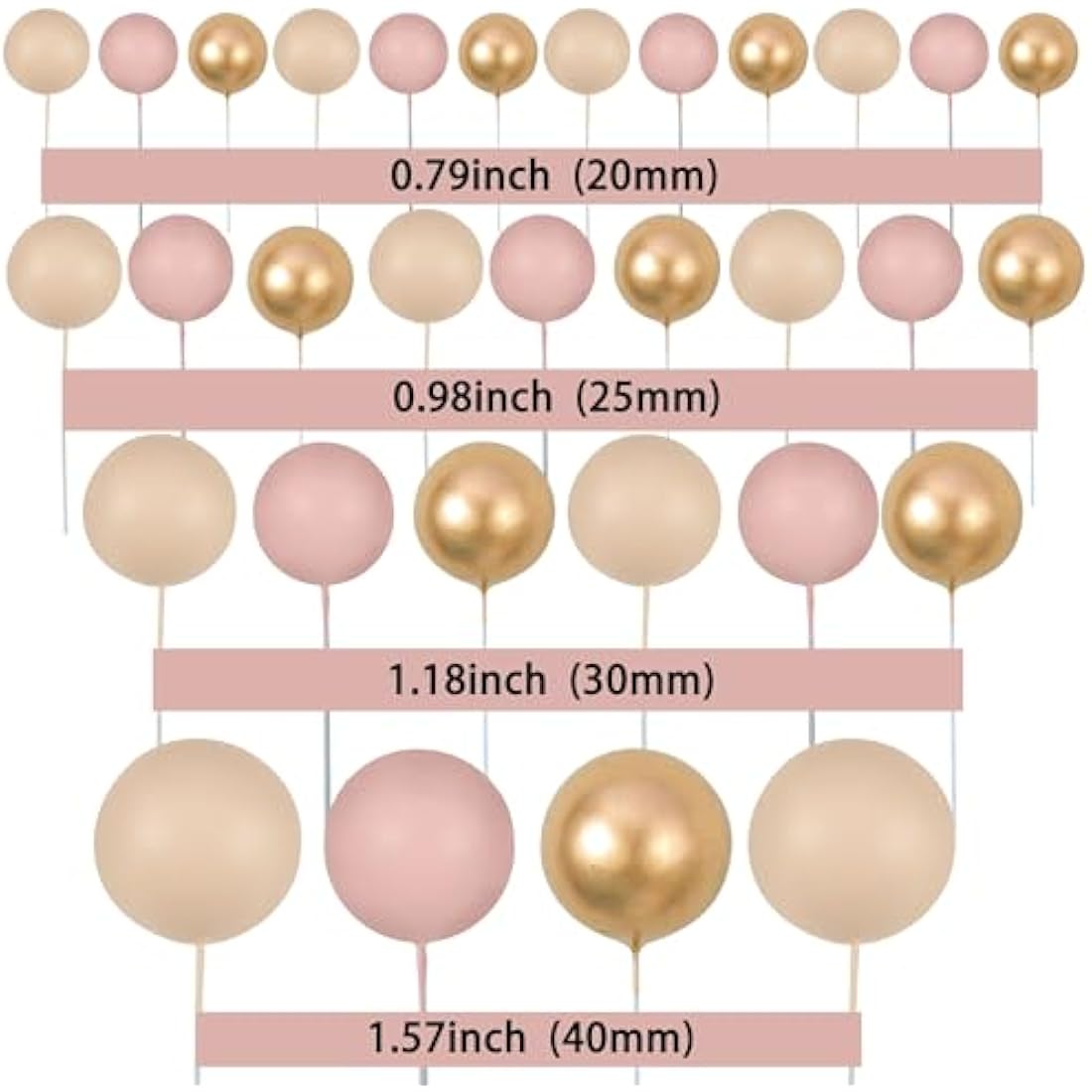 Gyufise 30Pcs Ball Cake Topper Ball Cake Picks Colorful Pearl Ball Shaped Cupcake Insert Cake Topper for Bear Theme Birthday Party Favors Wedding Decoration Supplies Apricot Gold Light Brown
