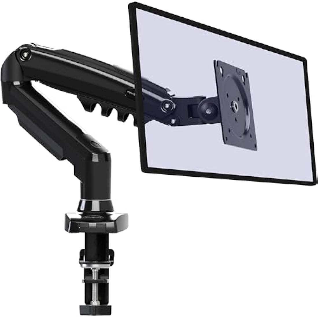 Invision PC Monitor Arm Ergonomic Height Adjustable Gas Assisted Full Motion | Single Arm Desktop Clamp Mount for 17–27” Screens with Tilt Swivel Extend | VESA 75mm/100mm Weight 2kg-6.5kg (MX150)