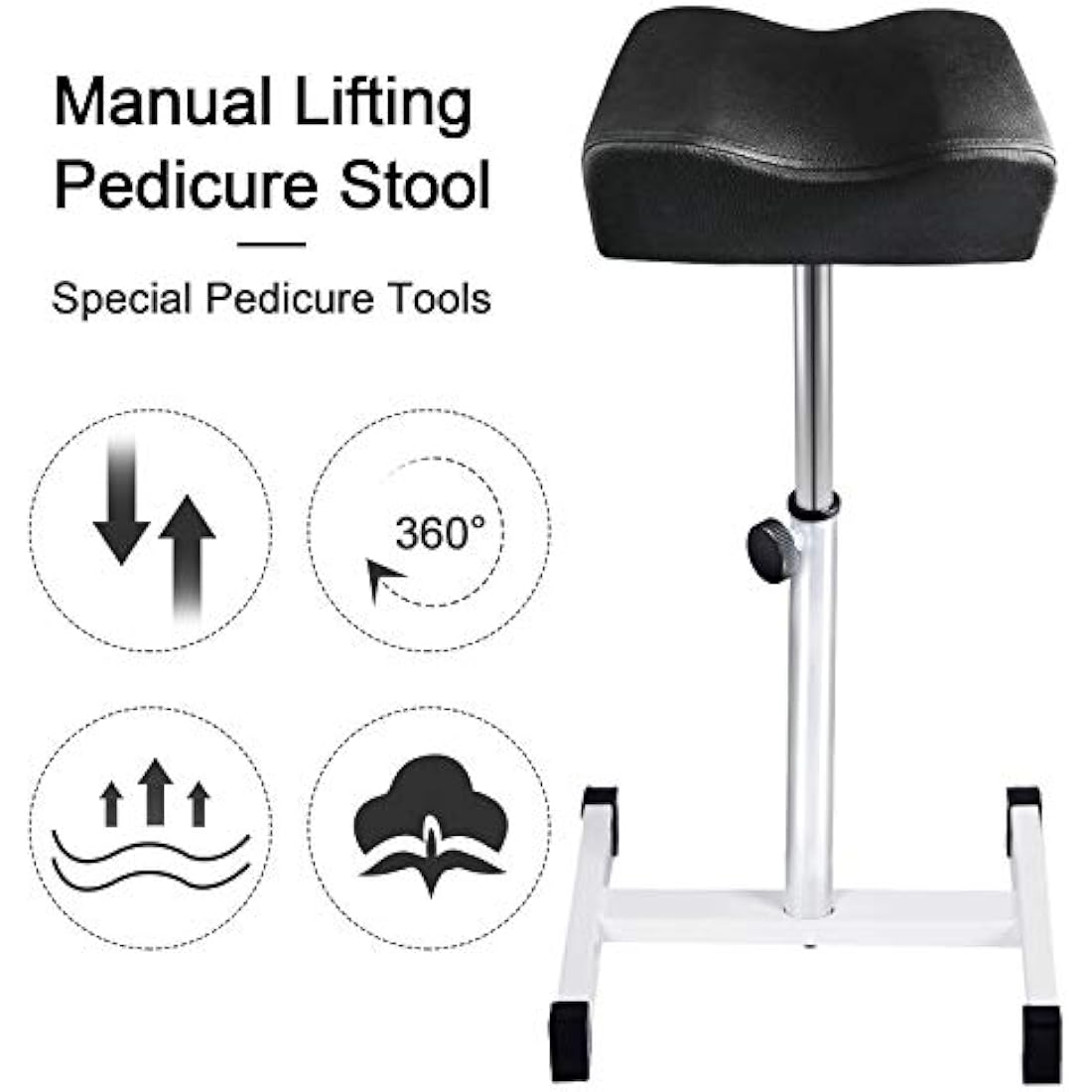 Kalolary 18-26 Inch Adjustable Pedicure Nail Footrest Manicure Foot Rest Stool Soft Pedicure Chair for Foot Resting Pedicure Beauty Salon or Home Selfcare（Black