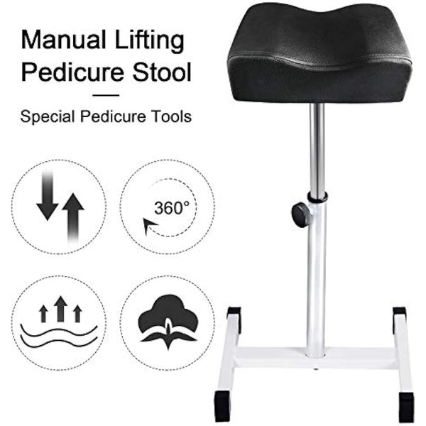 Kalolary 18-26 Inch Adjustable Pedicure Nail Footrest Manicure Foot Rest Stool Soft Pedicure Chair for Foot Resting Pedicure Beauty Salon or Home Selfcare（Black
