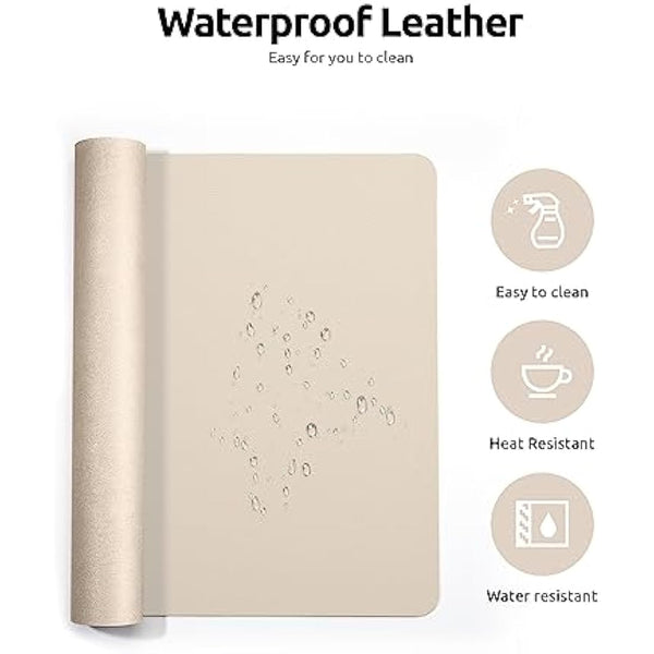 YSAGi Leather Desk Mat, Large Mouse Mat, Non-Slip Desk Pad, Waterproof PU Leather Table Protector Writing Pad for Office and Home (80 x 40 cm, Beige)