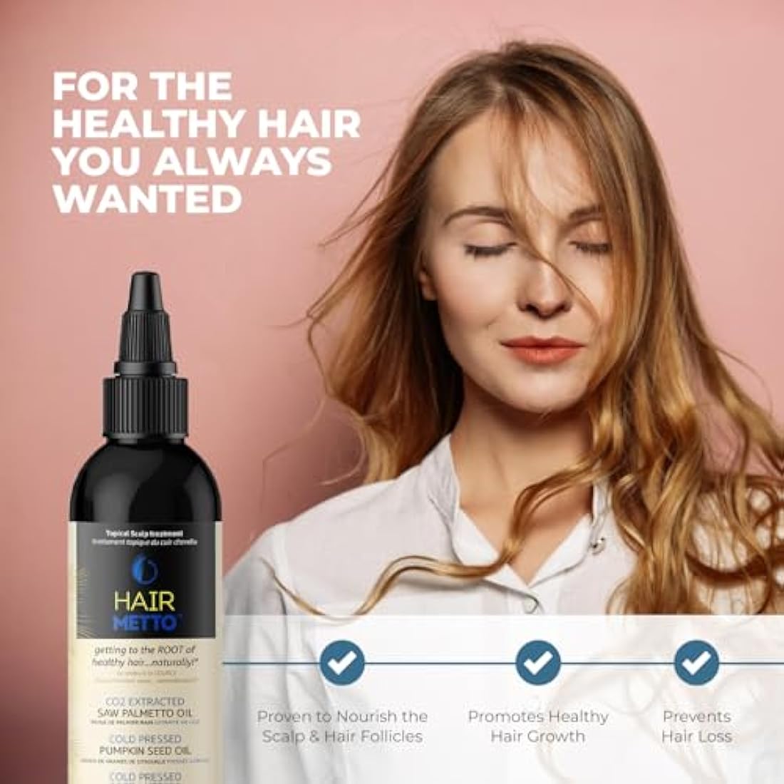 HAIRMETTO® Saw Palmetto Extract Pumpkin Seed Oil for Hair Growth - Hair Oil for Dry Scalp - 10X Potency Targeted Scalp Treatment with Castor, Lavender Scent, Rosemary Oil for Hair 4oz (118ml)