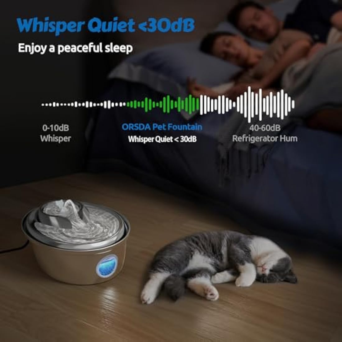 GoldenSun Cat Water Fountain, 118oz/3L Stainless Steel Pet Water Fountain Inside, Automatic Dog Drinking Fountain with Water Level Visual Window for Cats and Small Dogs