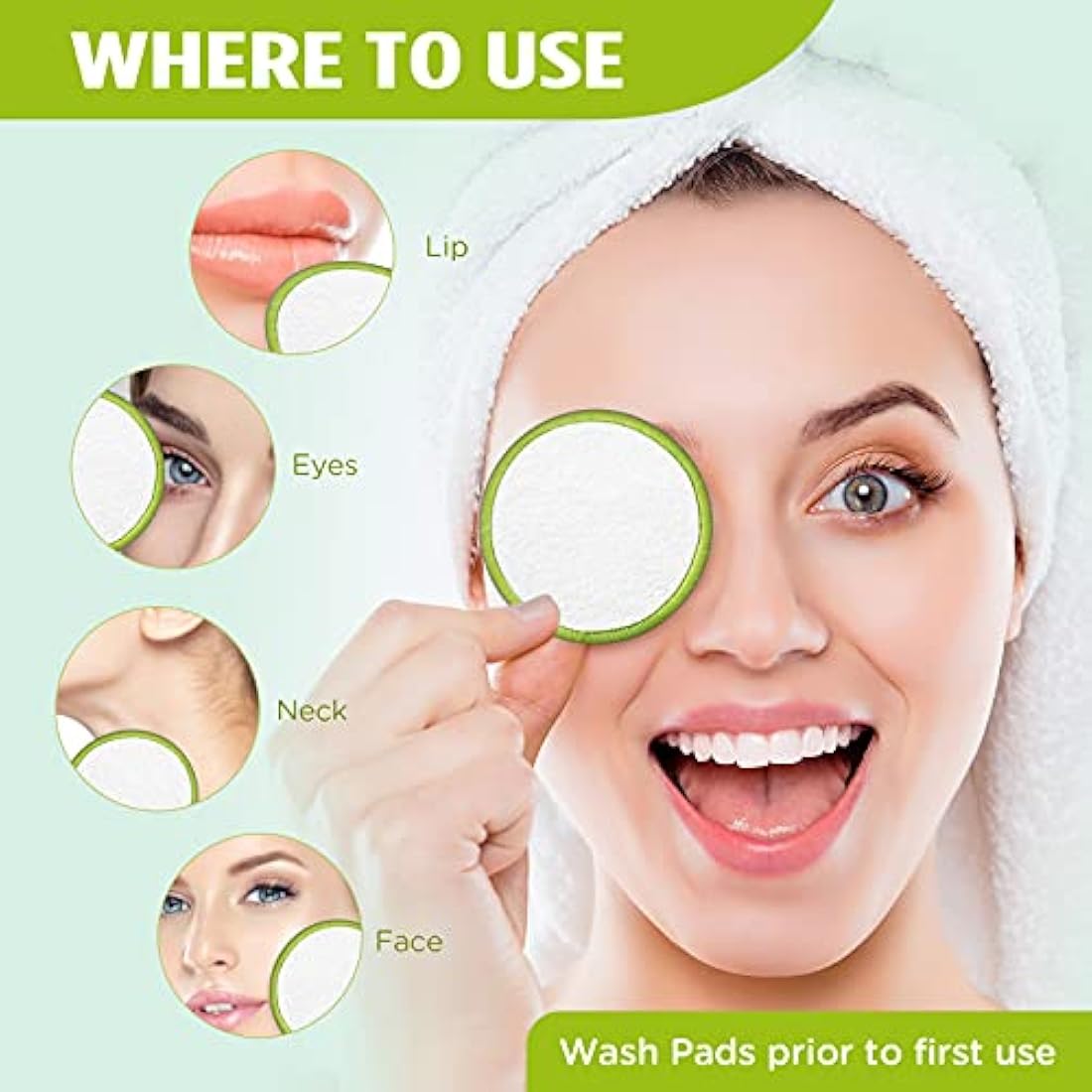 16Pcs Reusable Face Makeup Remover Pads 100% Organic Cotton Pads Cleaning Face Wipes Cloth Washable Face Round Cotton with Laundry Net Bag and Fashionable Metal Box Suit for Adults and Kids