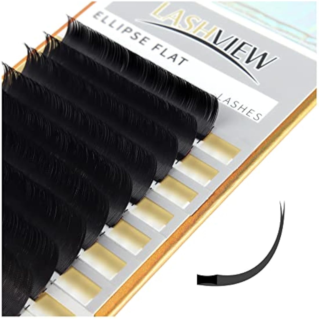 LASHVIEW Ellipse Flat Eyelash Extension,Flat Eyelash Extension supplies,Individual Lashes,0.15mm C Curl Mixed Length,Lash Extension,Semi-Permanent,Extremely Light & Soft,Professional Salon Use