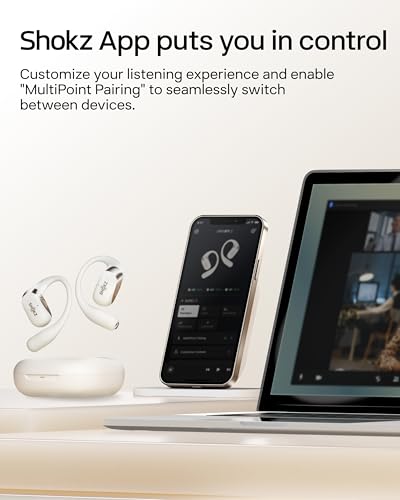 SHOKZ OpenFit 2 Open-Ear Headphones, True Wireless Bluetooth Earphones with Microphone, Earhook Earbuds with 48 Hours of Playtime, USB-C Fast Charging, IP55 Water-Resistant, with Carrying bag, Black