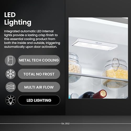 Teknix FFH1825WB 55cm Freestanding 50/50 Fridge Freezer - 256 Litre Capacity - Total No Frost - Non-plumbed Water Dispenser - Black, H182.5 x W55 x D56.2 (cm)