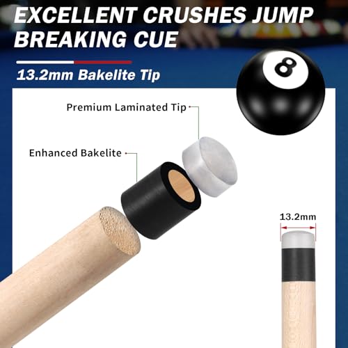 Aklot Pool Cue, Heavy Hitter Jump Break Cue 23-25oz 1 Pool Stick 14mm Bakelite Tip for Explosive Breaks and Effortless Jumps White