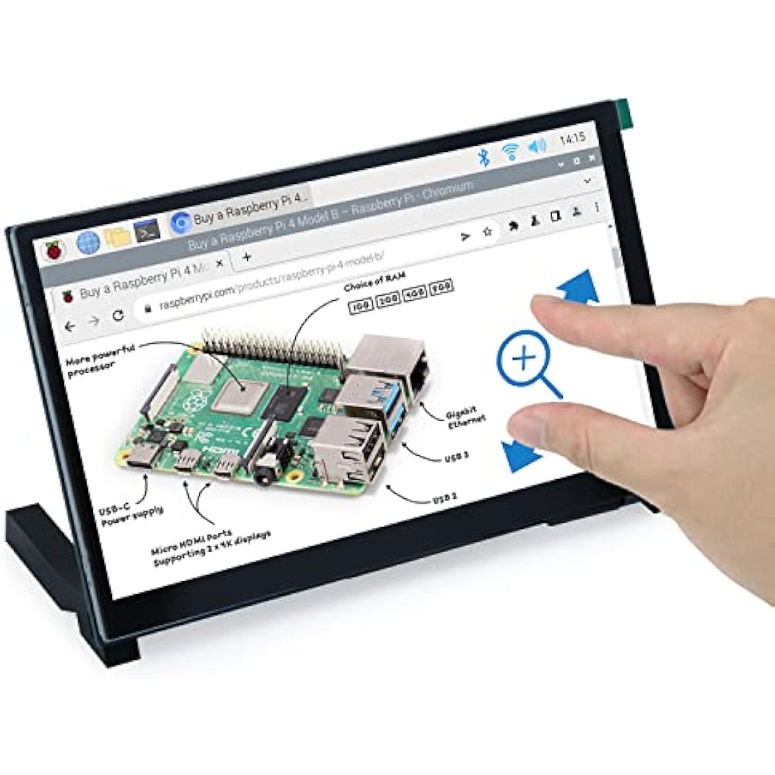 FREENOVE 7 Inch Touchscreen Monitor for Raspberry Pi 5 4 B 3 B+ A+, 800x480 Pixel IPS Display, 5-Point Touch Capacitive Screen, Driver-Free MIPI DSI Port