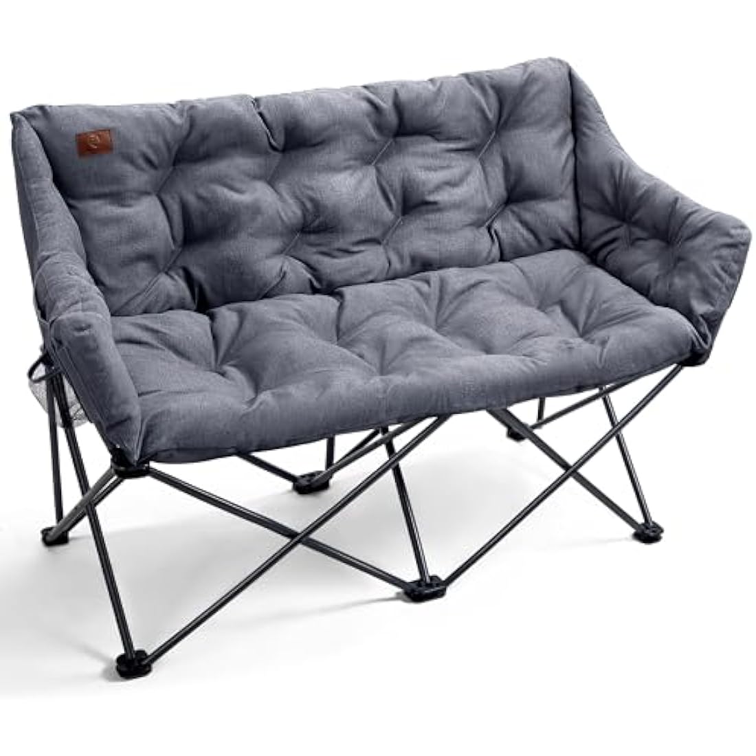 EVER ADVANCED Camping Chair Double for Adults 6cm Padded 320kg Folding 2 Seater Sofa with Side Pocket Dining Garden Outdoor Heavy Duty Luxury Fishing Chair Portable Oversized Comfy Lightgrey