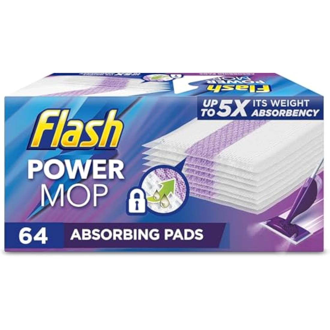 Flash Power Spray Mop Absorbing Pad Refills, Flash Mop Refill Pads, White, 64 Wipes (16x4), Flash Power Mop