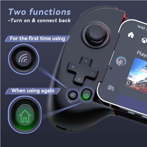 ShanWan Mobile Gaming Controller for Android/iOS, Phone controller for iPhone15, Bluetooth connection, PS Remote Gaming Xbox Cloud Steam Link GeForce NOW MFi Apple Arcade Gaming