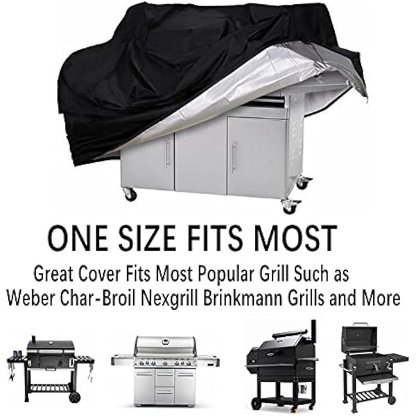 Grill Cover, Waterproof BBQ Grill Cover, 58 inch Rip-Proof and Anti-UV Barbecue Gas Grill Cover Compatible for Weber Char-Broil Nexgrill Grills and More