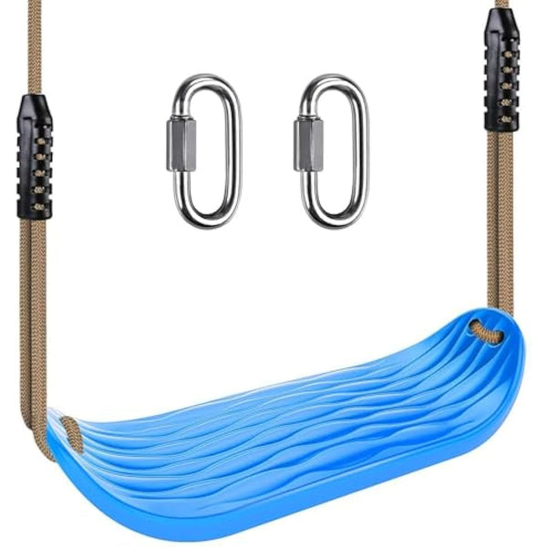 SELEWARE 17.5" X 6.3" Non Slip Plastic Swing Seat, Hanging Tree Swing Seat with Length Adjustable Nylon Rope and Stainless Steel Snap Hook Swing Set for Adult Kid Indoor Outdoor Playground Backyard