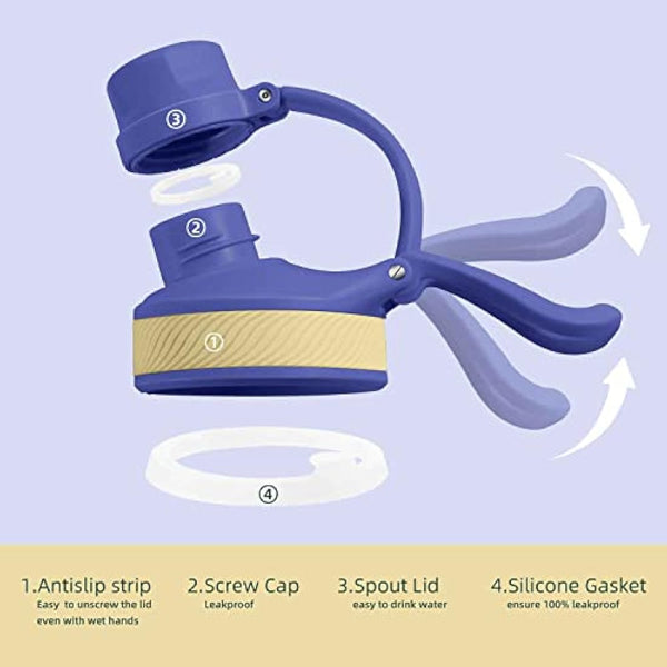 IDEUS Vacuum Insulated Water Bottle, Stainless Steel Double Wall Flask Metal Sports Canteen with Leak-Proof Screw Cap (Purple, 40oz (1140ml))