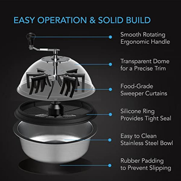 AC Infinity Bud Leaf Bowl Trimmer 48cm Clear Visibility Dome with Sharp Stainless Steel Blades, for Twist Spin Cutting Leaves, Buds, Flowers, Hydroponics Plants, 19-Inch