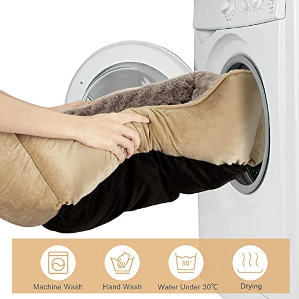 JOEJOY Dog Bed Extra Large - Washable Pet Bed Anti-Anxiety Rectangle Cat Beds with Soft Cosy Plush - Pet Bed for Large Dog, Beige