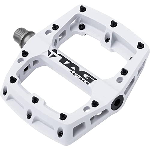 TAG Metals T3 Nylon MTB Pedals 9/16" Axle ? Durable, Lightweight Platform Pedals with Anti-Slip Pins, Ideal for Mountain Biking and BMX (White)