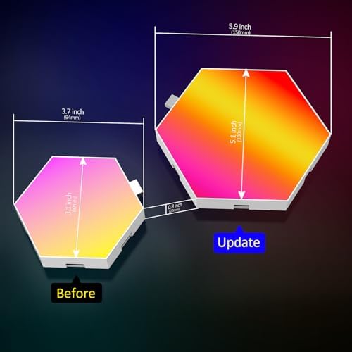 Kangtaixin Hexagon LED Wall Lights, 8-Pack RGB Gaming Panels – Hexagonal Smart Lighting with Music Sync – Perfect for Room Decor, Bar, Bedroom, and Gaming Setup