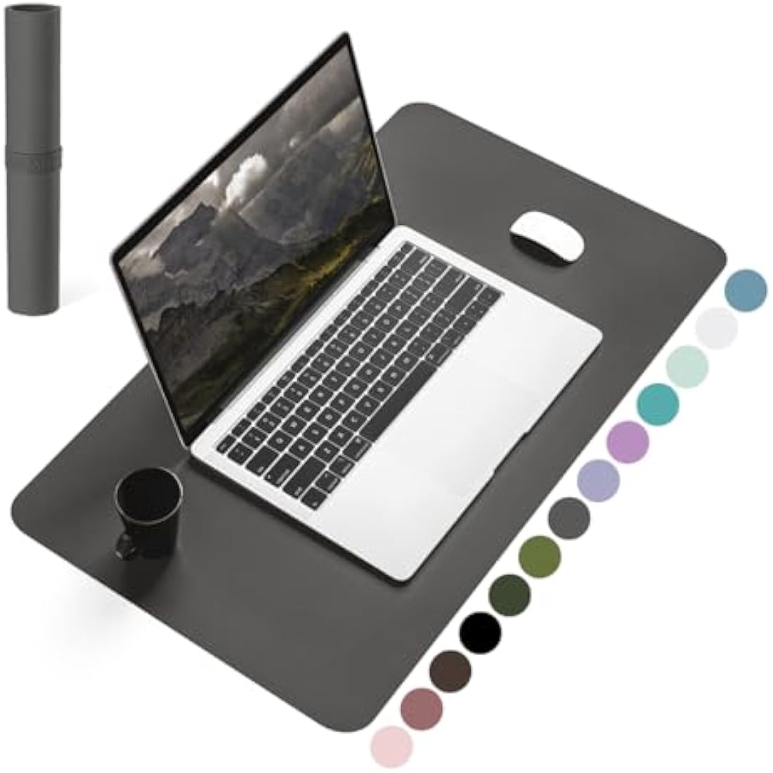 YSAGi Non-Slip Desk Pad, Waterproof PVC Leather Desk Table Protector, Ultra Thin Large Mouse Pad, Easy Clean Laptop Desk Writing Mat for Office Work/Home/Decor (60 x 35 cm, Dark Gray)
