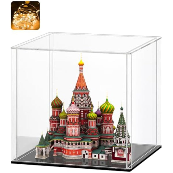 HUIJINTAO Clear Acrylic Display Case Countertop Box Cube Organizer Stand Dustproof Protection Showcase for Action Figures/Toys/Collectibles(11x11x11inch;28x28x28cm)