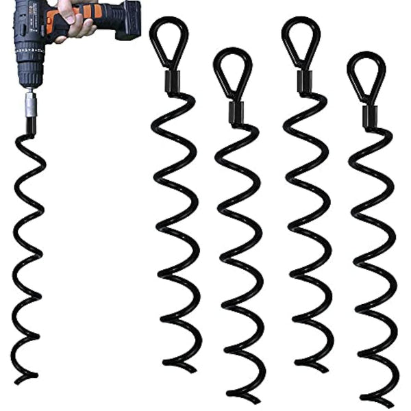 Jayzod 18 Inch Spiral Earth Ground Heavy Duty Shed Anchor Kit Ideal as Dog tie Out Stake Securing Animals, Tents, Canopies, Sheds, Car Ports, Swing Sets,4Pack,Adapter was not Included