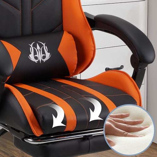 Play haha.Ergonomic reclining seat with footrest adjustable headrest and lumbar cushion high back support padded armrests PU leather finish for gaming home or office use